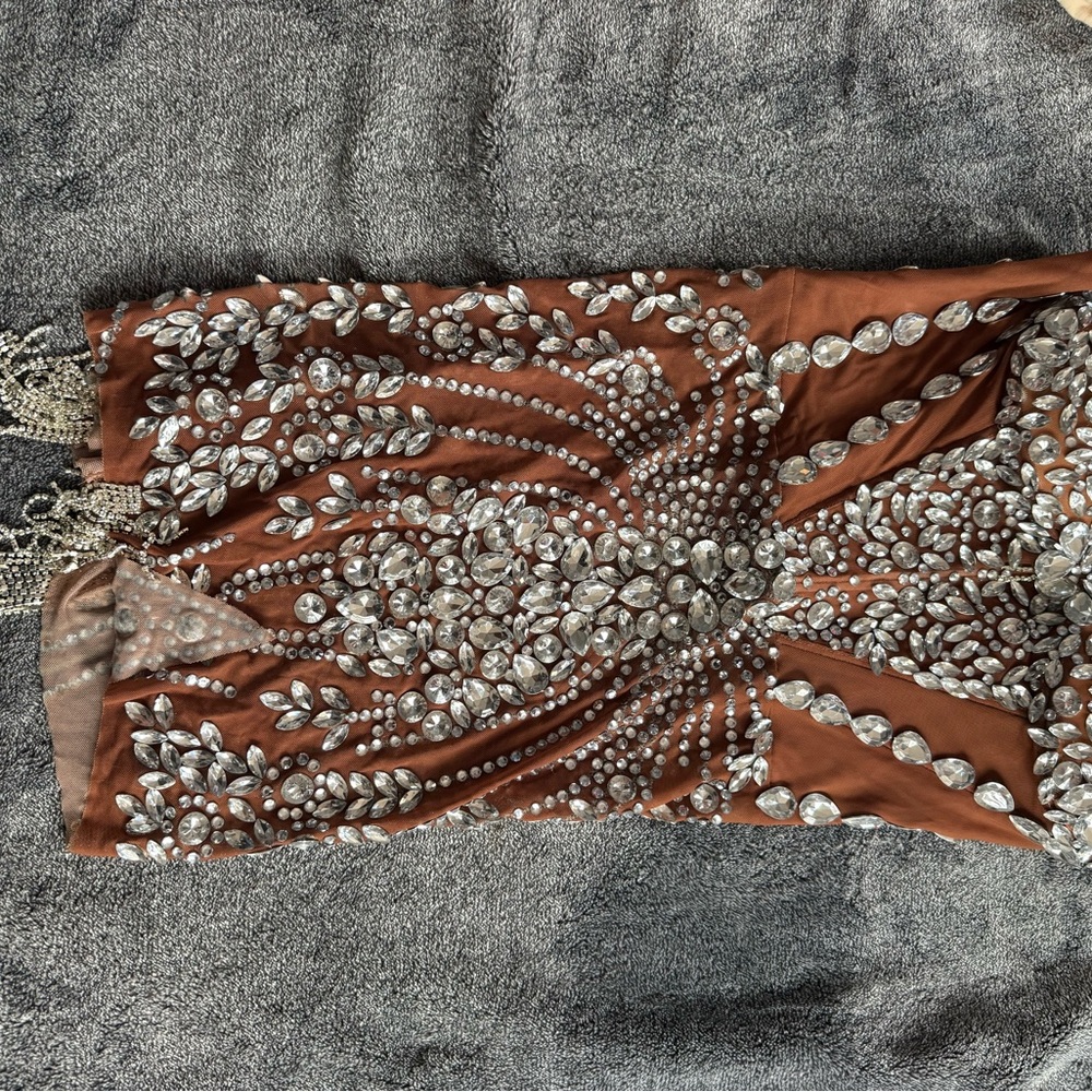 Brown Dress with Silver Embellishments